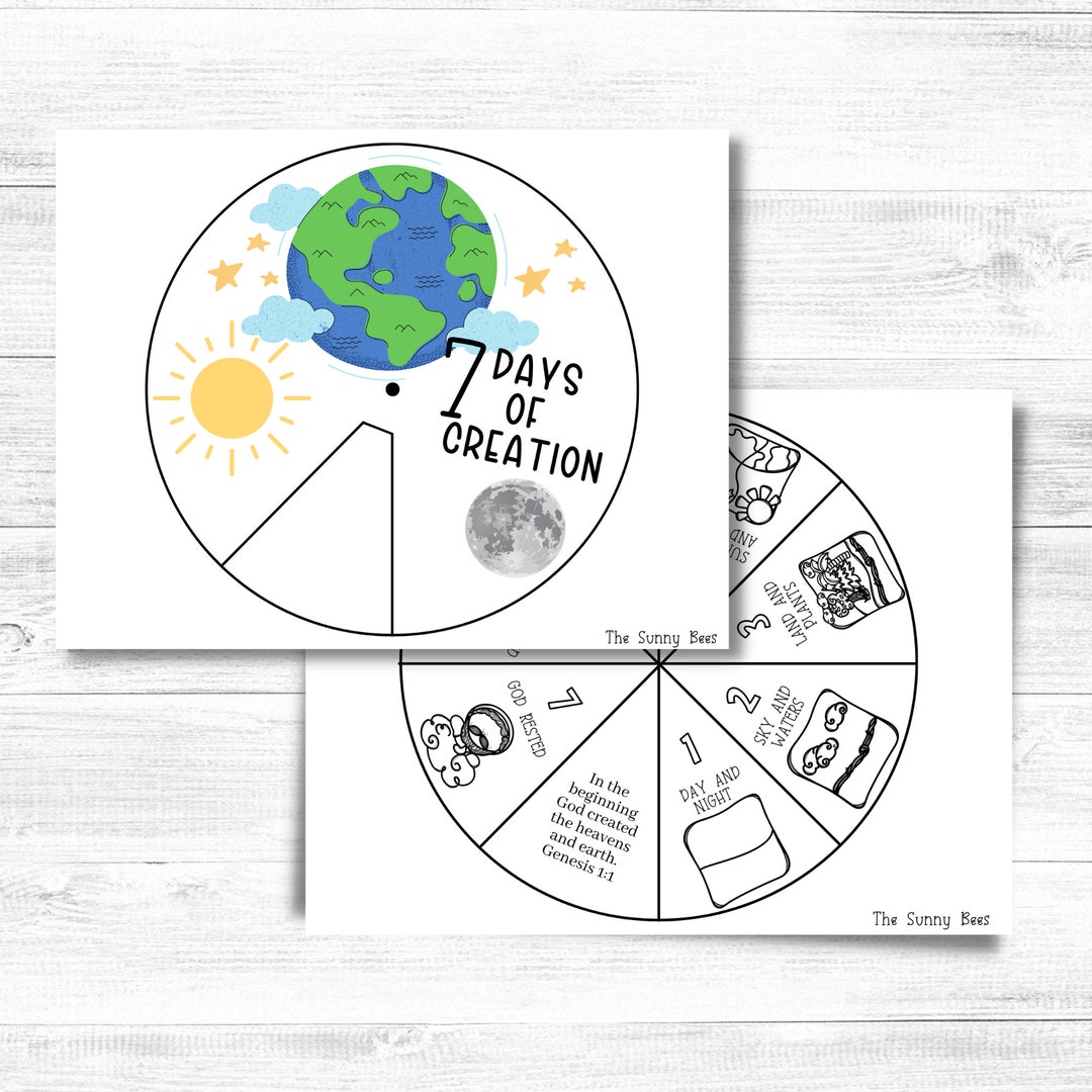 7 Days of Creation Wheel Genesis Bible Learning Activity - Etsy