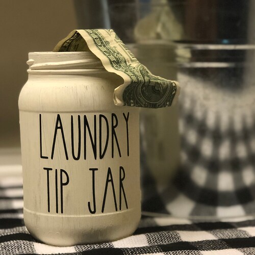 Laundry Tip Jar Rae Dunn Inspired Rustic/farmhouse Jar Etsy
