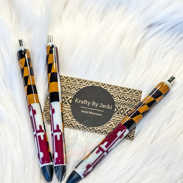 Maryland Flag Custom Epoxy Pen | Custom Pen | Gel Pen | .7 Gel Pen | Refillable Pen | Glitter Pen | Custom Gift | Stocking Stuffer