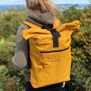 Beevive Adventure Recycled Roll-Top Rucksack 20L Mustard