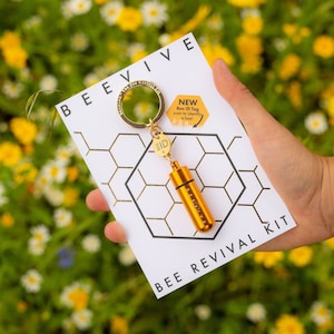 Bee Revival Kit with Bee Identification Tag The Original Bee Saving Keyring Gold