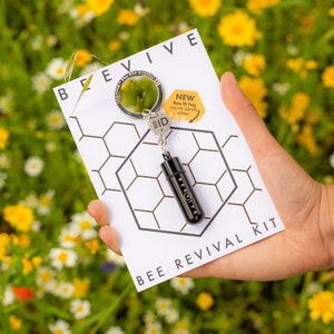 Bee Revival Kit with Bee Identification Tag The Original Bee Saving Keyring Black