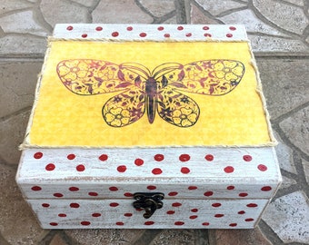 Decoupage wooden box, storage box, gift box, home decor box, butterfly box
