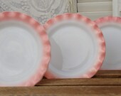 Hazel Atlas Crinoline Plates, Vintage Plates, Vintage Dinnerware, Vintage Milk Glass, Milk Glass, Milk Glass Plates