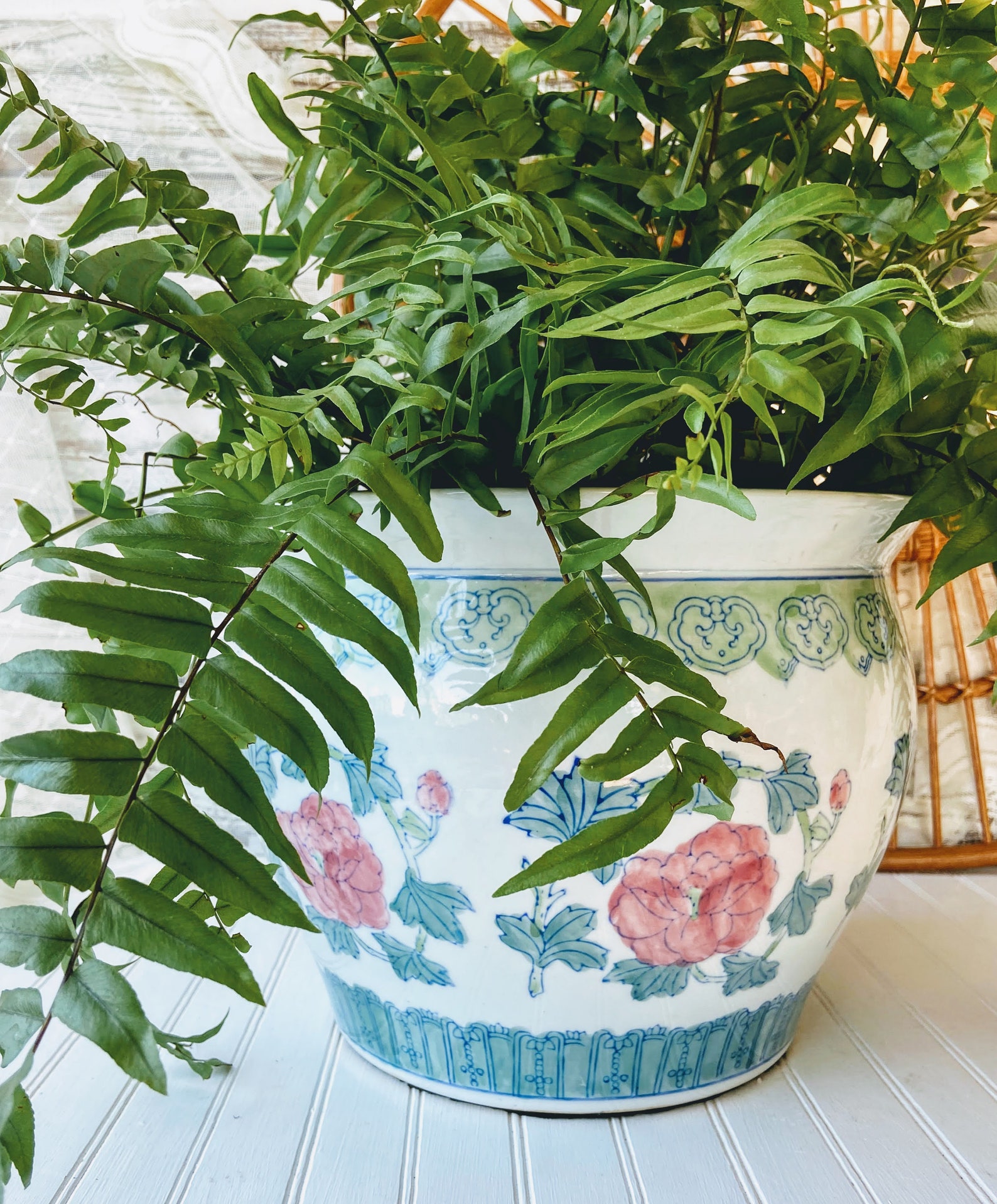 Large Chinese Planter Chinoiserie Planter Vintage Planter Etsy