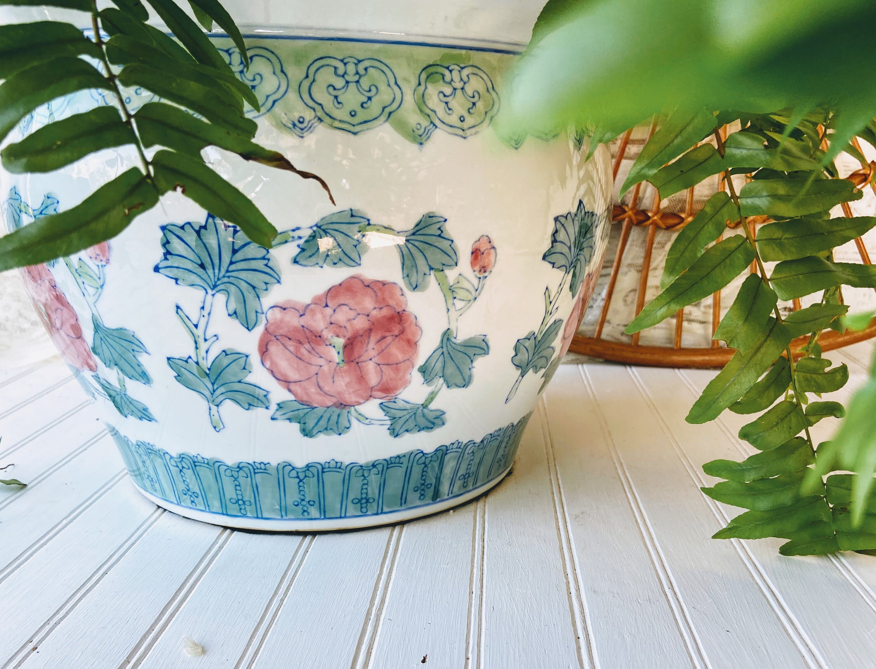 Large Chinese Planter Chinoiserie Planter Vintage Planter Etsy