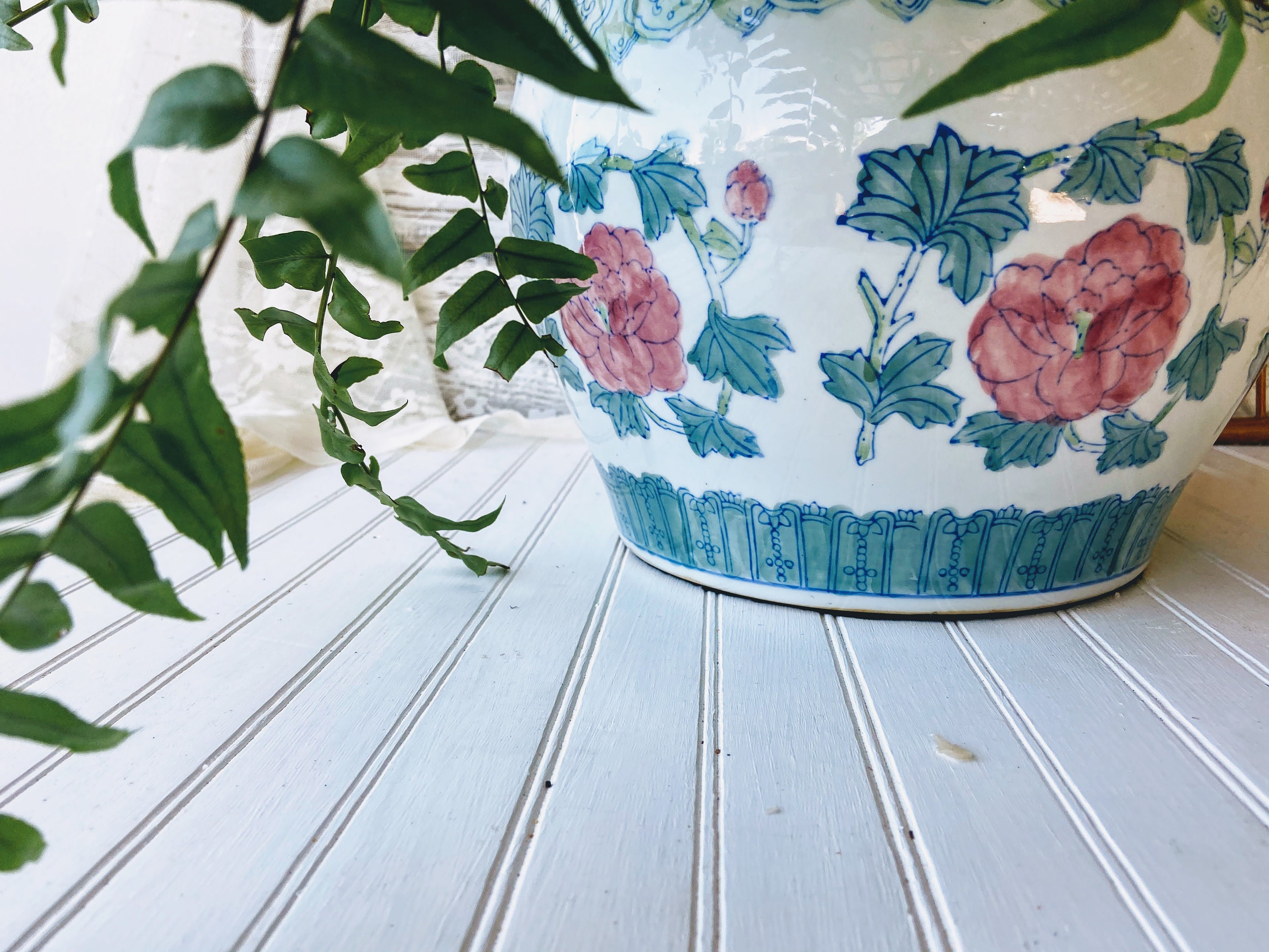 Large Chinese Planter Chinoiserie Planter Vintage Planter Etsy