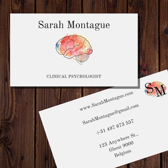 Therapist Business Card Boho, Beautiful, Minimal, Bright, Brain, Simple,  Instant Download Template for Consultant or Psychologist. Editable 