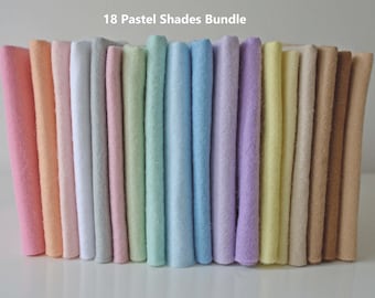 Wool Mix Felt Bundle | 18 Pastel Shades | Size Options