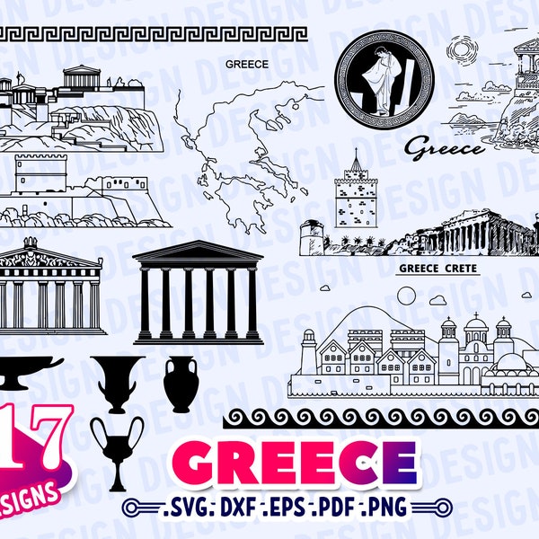 GREECE SVG, kreete svg, Greece map svg, silhouette cameo svg, Roman Column svg, vacation clipart svg, Travel svg, iron-on, decal, outline