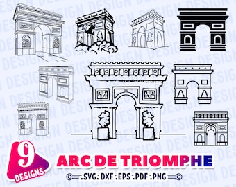 ARCE DE TRIUMPHE Svg, Paris svg, Arce of triumphe silhouette, Arce of triumphe clipart, stencil, vector, decal, cut file, outline, monogram