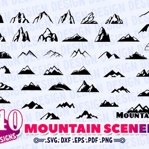 MOUNTAIN SCENERY SVG, mountain svg, mountain silhouette, mountain clipart, mountain decal, mountains svg, mountain, landscape svg, mountain