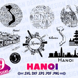 VIETNAM SVG, Hanoi Svg, Hanoi Skyline Svg, Hanoi Karte Svg, Vietnam Cricut, Vietnam geschnitten Datei, Urlaub Clipart Svg, Reise Svg, Schablone, drucken
