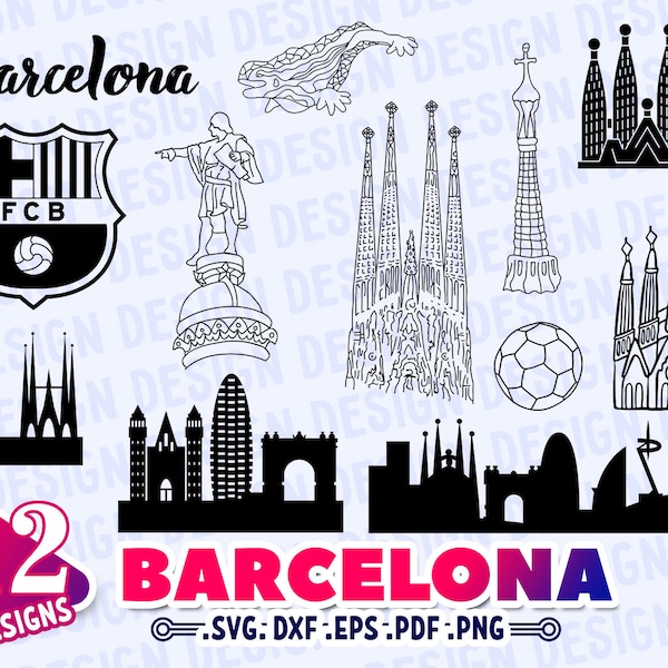 BARCELONE SVG, barcelona print, barcelona spain svg, barcelona skyline svg, barcelona design, barcelona logo svg, barcelona fc svg, pochoir