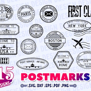 POSTMARKS SVG, raccolta timbro postale, timbro postale per le vacanze, file svg, timbri postali precoci, timbri postali collage, silhouette svg, timbro postale, timbro postale,svg