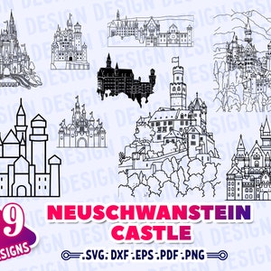 NEUSCHWANSTEIN CASTLE SVG,  castle svg, neuschwanstein print Svg, romantic castle svg, germany castle svg, Castle Decal, design,print file
