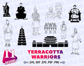 TERRACOTTA WARRIOR SVG, terracotta soldiers svg, Chinese warrior svg, silhouette, clipart, stencil, vector, decal, outline, monogram, print