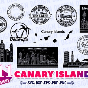 CANARY ISLANDS SVG, canarini svg, arte isole canarie, isole canarie, silhouette canarino, skyline canarino, vacanza clipart svg, viaggio svg