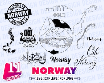 NORWAY SVG, Norway map silhouette, viking ship svg, norway norge norsk svg, norway cut file, vacation clipart svg, Travel svg, scrapbooking