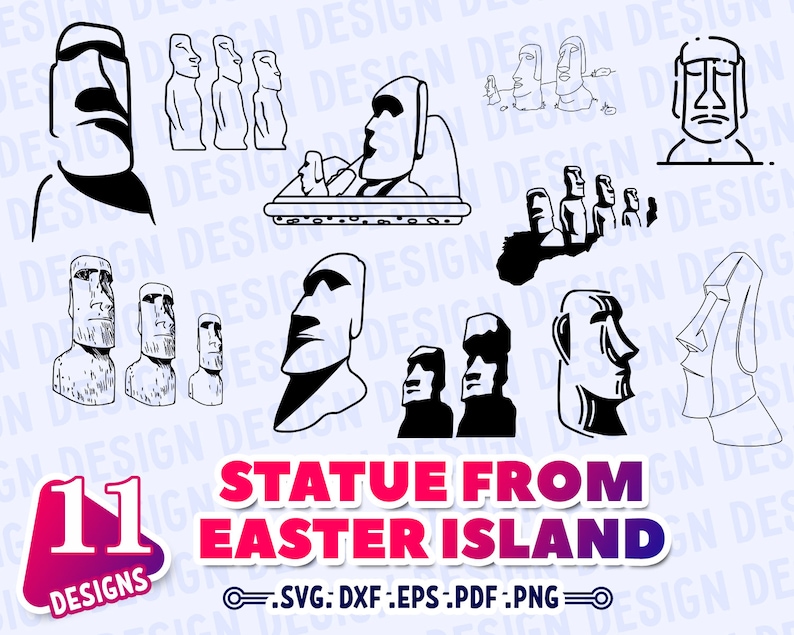 EASTER ISLAND SVG, easter island heads Svg, easter island statue svg, Moai svg, Easter Island Head clipart, vinyl, outline, vinyl, print image 1