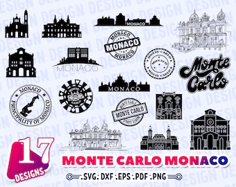 MONTE CARLO SVG, Monaco svg, Monte Carlo skyline svg, vacation clipart svg, Travel svg,  svg files for cricut, silhouette cameo svg, print
