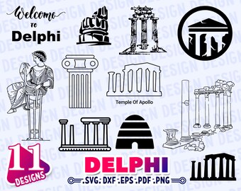 DELPHI SVG, Greece svg, Greece skyline svg, vacation clipart svg, Greece Travel svg, Delphi silhouette,  stencil, vector, decal, outline