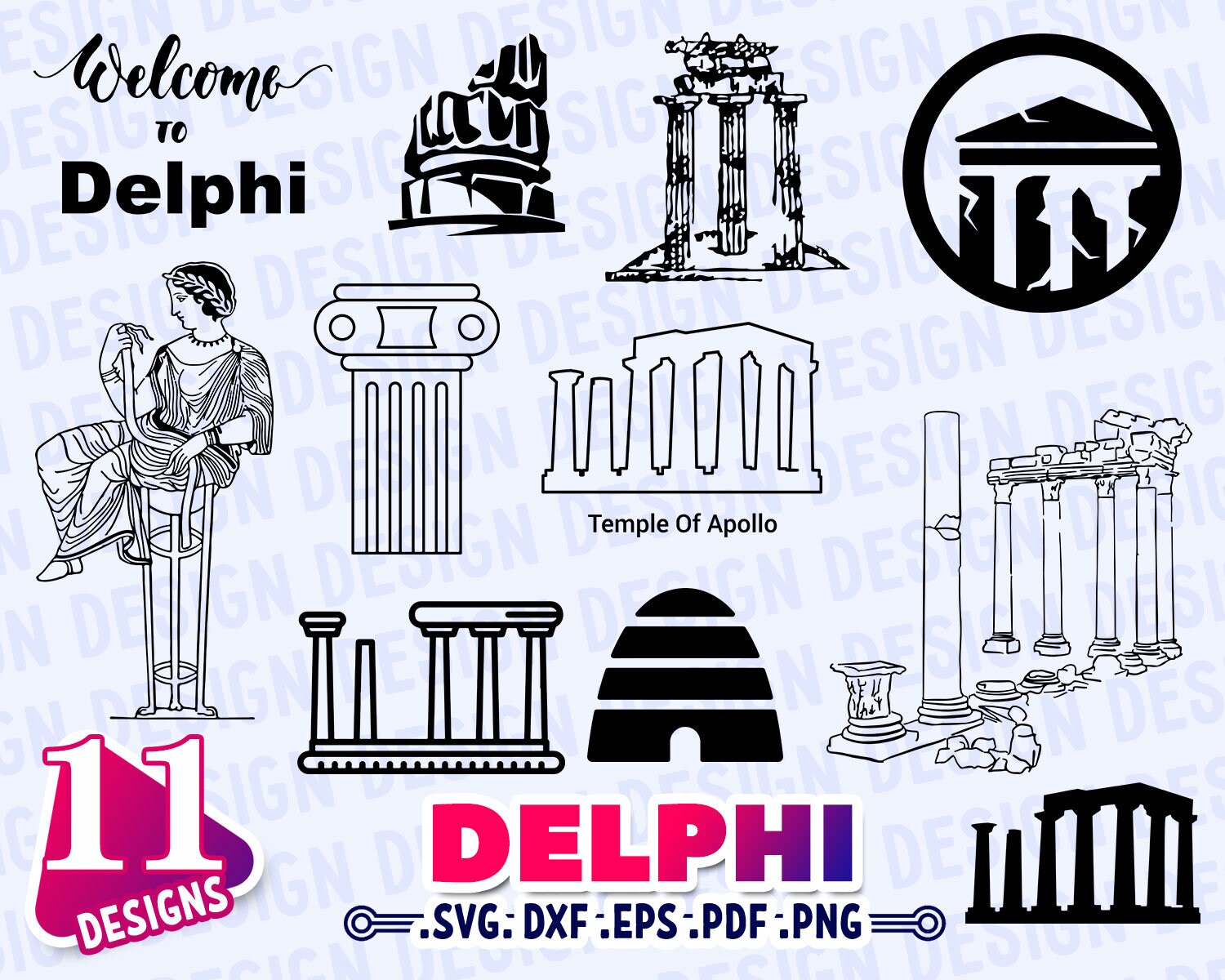 DELPHI SVG, Greece Svg, Greece Skyline Svg, Vacation Clipart Svg ...