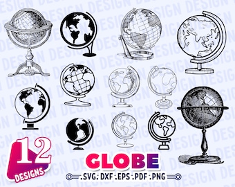 GLOBE SVG, world svg, globe clipart, globe silhouette, globe cut file, world map svg, planet svg, travel svg, adventure svg, stencil, print