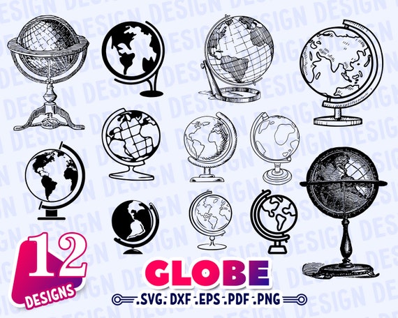 Download Globe Svg World Svg Globe Clipart Globe Silhouette Globe Etsy