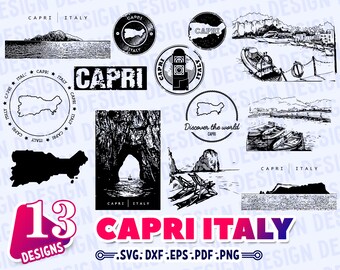 CAPRI ITALY SVG, Capri map silhouette, vacation clipart svg, Travel svg, monogram, Design, decal, vinyl, iron-on, stencil, Svg Cutting files