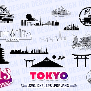 TOKYO CITY SVG, City skyline svg, Japan svg, fuji svg, Japan City silhouette, silhouette, clipart, stencil, vector, decal, cut file, outline