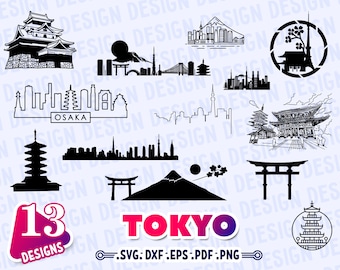 TOKYO CITY SVG, City skyline svg, Japan svg, fuji svg, Japan City silhouette, silhouette, clipart, stencil, vector, decal, cut file, outline