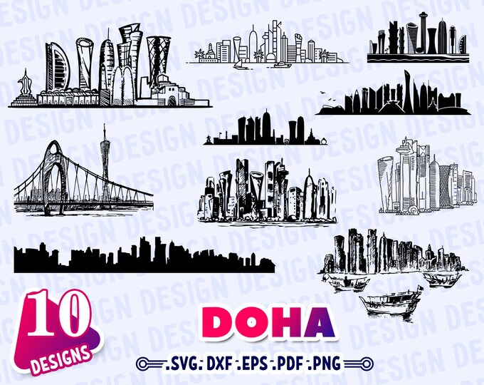 DOHA SVG, QATAR Svg, National Emblem Svg, Doha Skyline Svg, Vacation ...