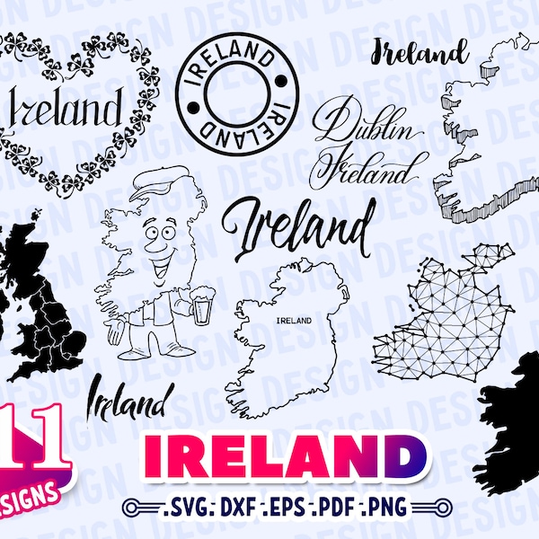 IRELAND SVG, Irland map svg, Ireland Love svg, Irish Pride svg, Irish svg, Ireland Silhouette, vacation clipart svg, Travel svg, outline