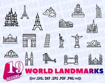 WORLD LANDMARKS SVG, landmark, world landmark svg,vacation clipart svg,world landmarks,world landmark,world attractions,landmarks silhouette