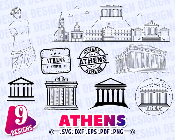 ATHENS SVG, Greece svg, ancient capital svg, acropolis svg, athens clipart, athens stencil, sthens silhouette, vinyl athens, outline, print