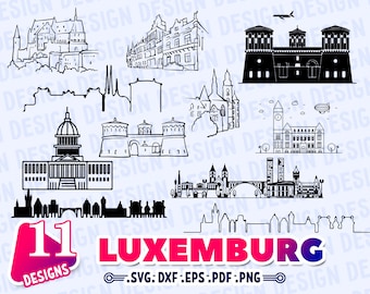LUXEMBURG SVG, Europe capital svg, Luxemburg skyline svg, vacation clipart svg, Travel svg, silhouette, clipart, stencil, vector, decal, dxf