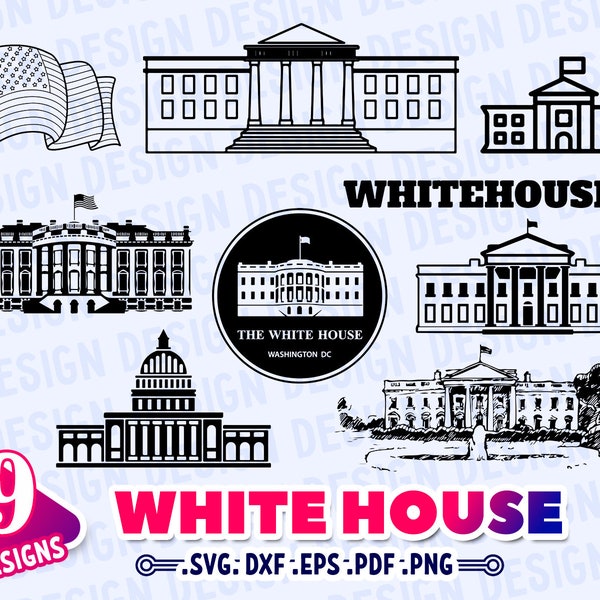 WHITE HOUSE SVG, White House Silhouette, White House Outline, house clipart, vacation clipart svg, Travel svg, stencil, outline, monogram