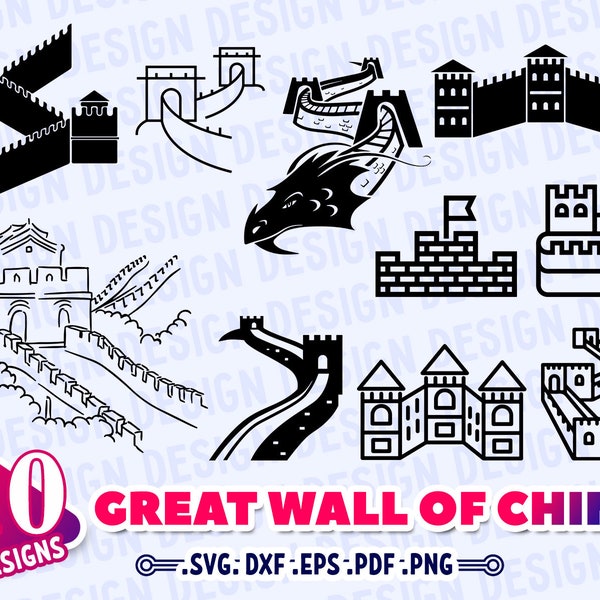 GREAT WALL SVG, wall decal svg, great wall of shina svg, travel svg, China svg, silhouette, clipart, stencil, decal, cut file, outline, dxf