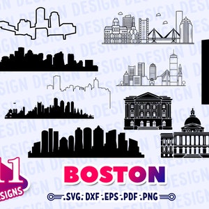 BOSTON SVG, massachusetts svg, boston clipart, massachusetts cricut, boston skylines cut file, boston silhouette, boston vector, stencil