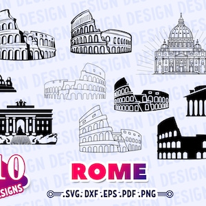 ROME SVG, colosseum svg, ITALIË Svg, rome silhouet, rome skyline svg, vakantie clipart svg, rome clipart, cuttable ontwerpen svg, decal, dxf