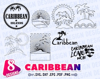 CARIBBEAN SVG, ocean svg, caribbean beach svg, vacation svg, vacation clipart svg, Travel svg, caribbean trip svg, iron-on, stencil, decal