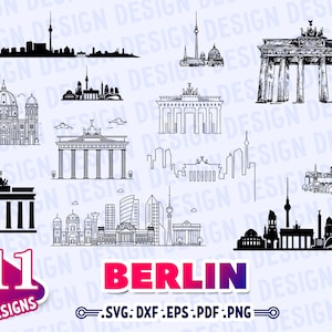 BERLIJN SVG, Berlin Skyline svg, Duitsland svg, scrapbook berlijn, vakantie clipart svg, silhouet Berlijn, bezienswaardigheden svg l, beroemde stad svg