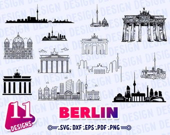 BERLIN SVG, Berlin Skyline svg, germany svg, scrapbook berlin, vacation clipart svg, silhouette berlin, landmarks svg l, famous city svg