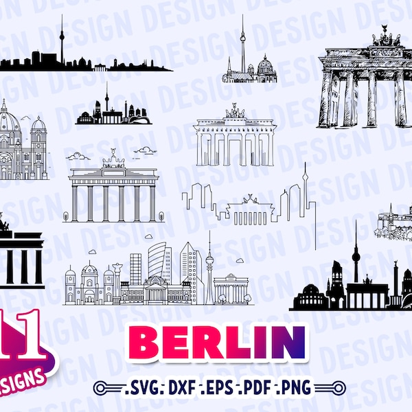 BERLIN SVG, Berlin Skyline svg, germany svg, scrapbook berlin, vacation clipart svg, silhouette berlin, landmarks svg l, famous city svg