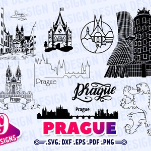 PRAGUE SVG, Czech Republic svg, Prague silhouette, prague skyline svg, vacation clipart svg, Travel svg,  clipart, stencil, vector, decal