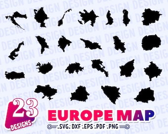 EUROPE MAP SVG, countries svg, Europe Countries svg, Europe silhouette, Europe clipart, stencil, vector, decal,  monogram, print, cut file