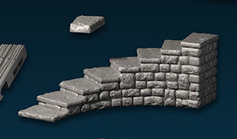 Tower of Terror innere Wände, Treppen etc. 3D gedrucktes Gelände von Fat Dragon Games, Ultimate Dragonlock Scenery Terrain 28mm Tabletop Treppe + 2 Adaptern