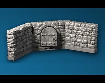 Castle - Tower element with door, 3D printed terrain by Fat Dragon Games, Ultimate Dragonlock System Terrain for 28 mm Tabletop Gaming