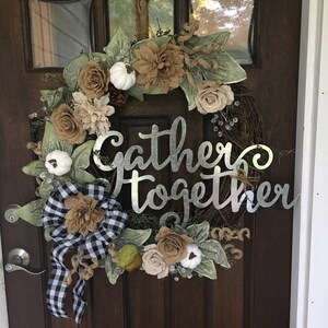 Fall/Thanksgiving &quot;Gather Together&quot; Neutral Wreath